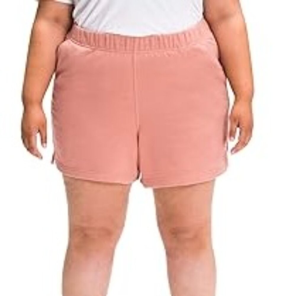 The North Face Half Dome Logo 4" Shorts Womens Plus 3X Rose Dawn Pink Sweat